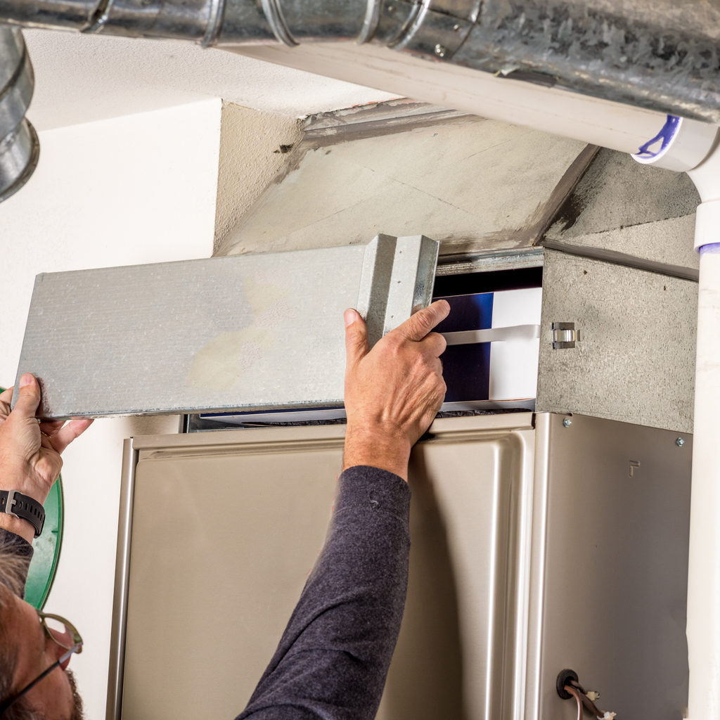 Removal of furnace access door for filter